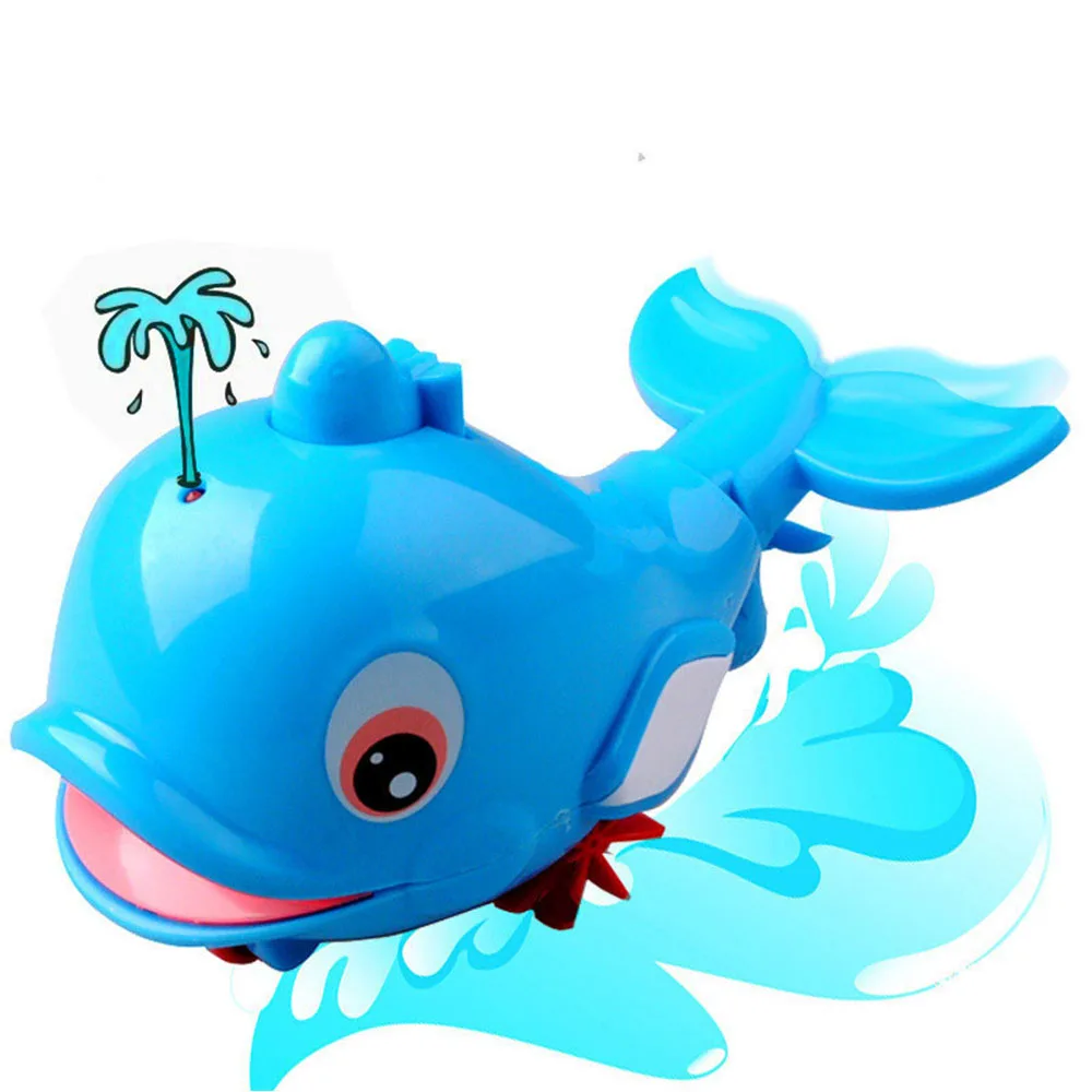 Cute Blue Plastic Dolphin Shaped Water Spray Toy Baby Kids Bath Toy