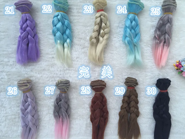Wholesale 5pcs 15*100cm 48colors Purple/black Gray Girl Doll Wig Straight Hair Wig For BJD SD Fit for 1/12 Doll Accessories