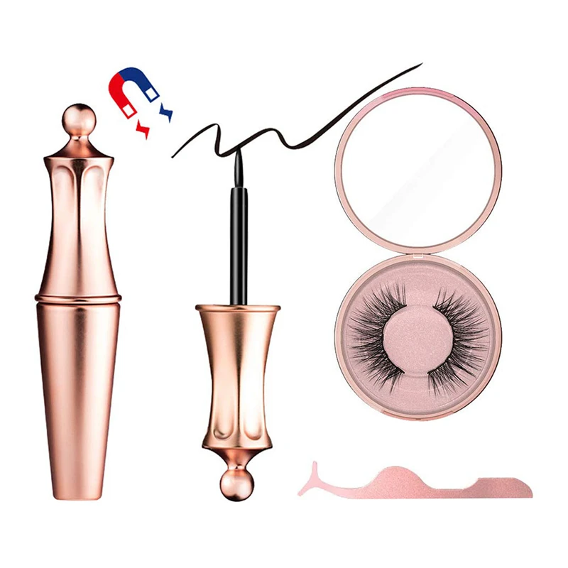 

2019 New Natural Magnetic Liquid Eyeliner & Magnetic False Eyelashes & Tweezer Set Waterproof Eyeliner False Eyelashes
