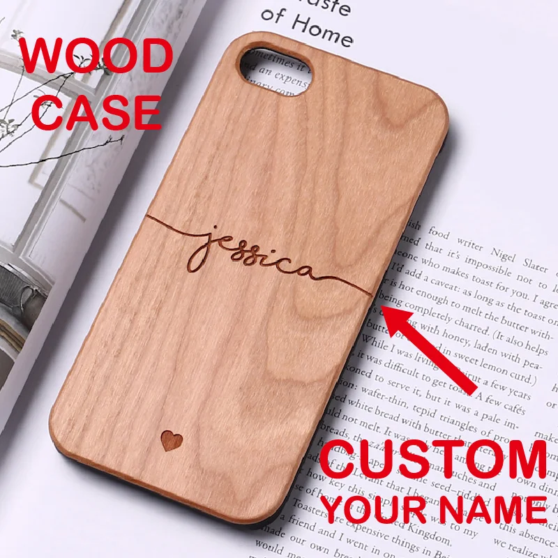 

Personalized Custom Text Name Monogram Initials Hard Wood Phone Case For iPhone 6 6S XS Max 7 7Plus 8 8Plus 5 X SASMUNG S7 S8 S9