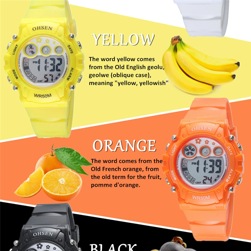 Новинка 2019 OHSEN Цифровые кварцевые детские модные спортивные наручные часы для мальчиков с резиновой лентой 50 м водостойкие спортивные