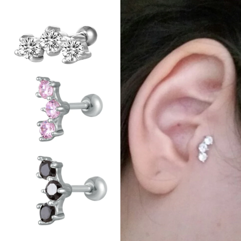 

Trendy Ear Tragus Piercing Ring 16G Crystal Titanium Labret Lips Fashion Body Jewelry