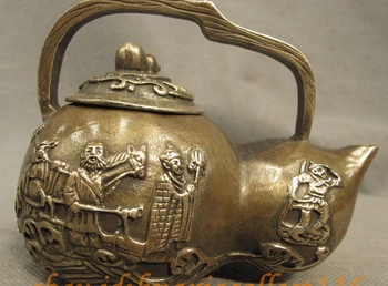 

WBY Chinese Bronze Copper XiYouJi Figure Monkey Sun WuKong King Gourd Statue Tea Pot