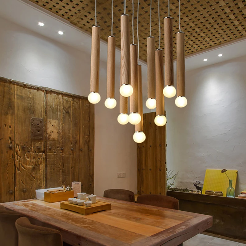 Lámpara colgante de Madera para comedor, Led rústica Vintage, Candeeiro|wood light|light diningaircraft light AliExpress