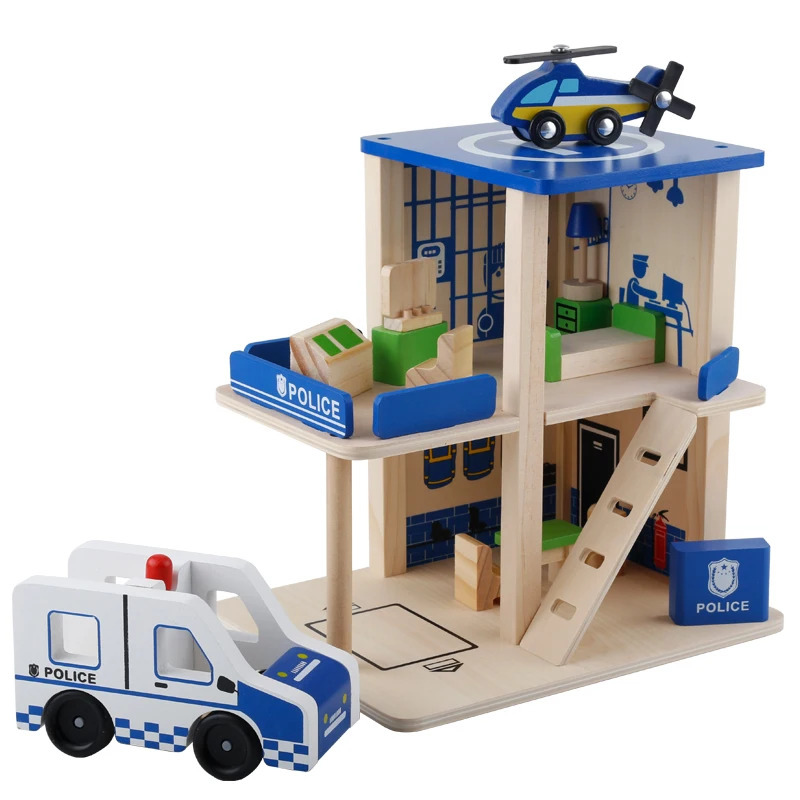 wooden police station toy