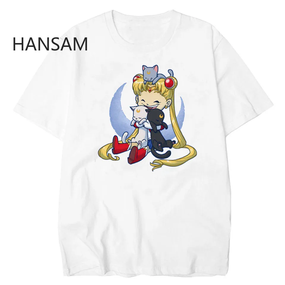 Женская футболка Sailor Moon Повседневная в японском стиле с героями мультфильмов Kawaii