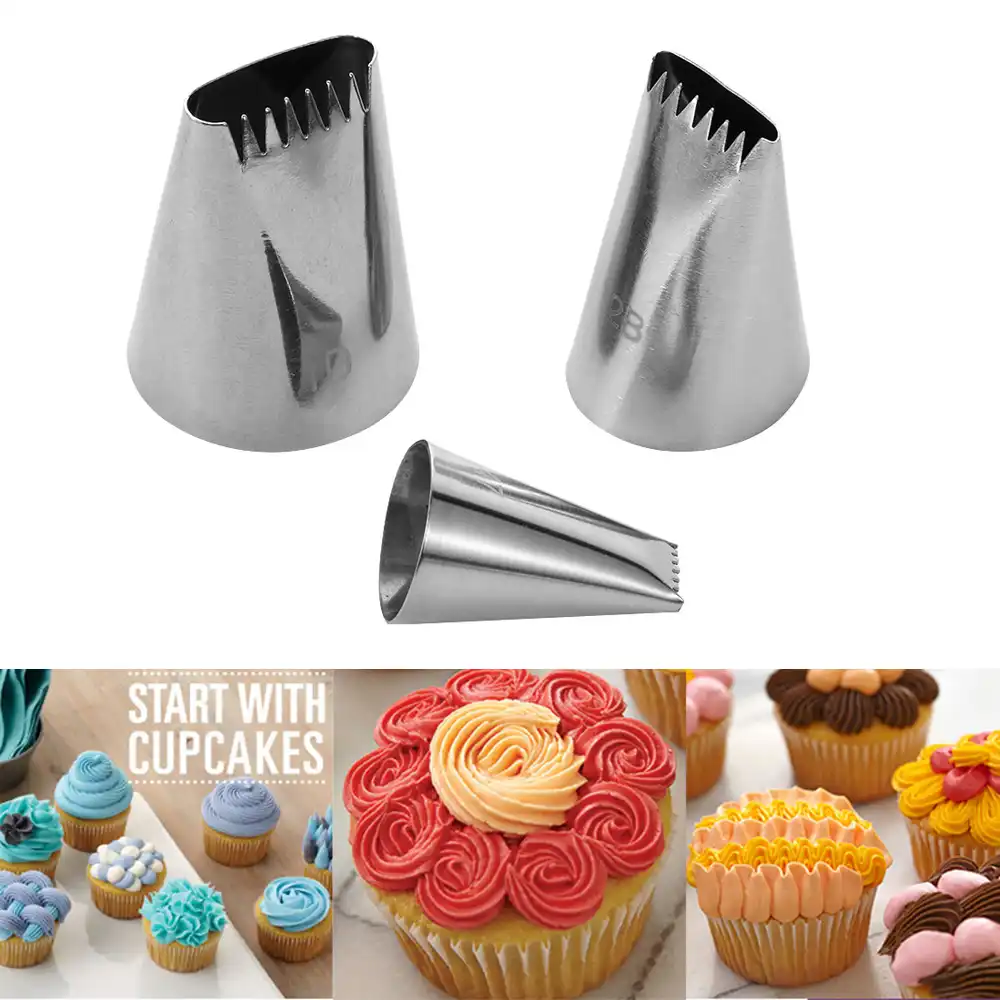 3pcs Basket Weave Tips Icing Piping Nozzle Tips Stainless Steel Tube Nozzl FwLU