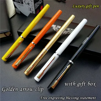 

luxury gift box fountain pen Golden Arrow pen clip free a pen bag and Engraving blessing statement free ship by AIR
