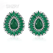 SINZRY корейский Стильный кубический циркон зеленая серьга-гвоздик капля серьги трендовые OL серьги костюм женские ювелирные изделия подарок