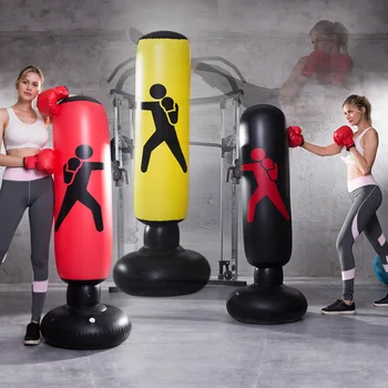 

2020 Inflatable Stress Punching Tower Bag Boxing Standing Water Base Training Fitness Pressure Relief Bounce Back Sandbag 1.6M
