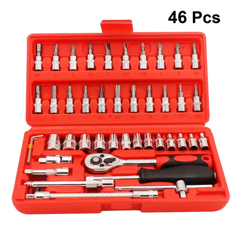 

WINOMO 46pcs Professional Ratchet Wrench Socket Combination With Repairing Case Box Mechanics Home DIY Tool Set