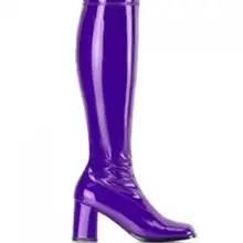 Модные туфли ярких цветов; не сужающийся книзу массивный Высокий каблук женские сапоги до колена высокие сапоги женские вечерние туфли блестящие кожаные ботинки на не сужающемся книзу массивном каблуке 6,5 см; модельные туфли