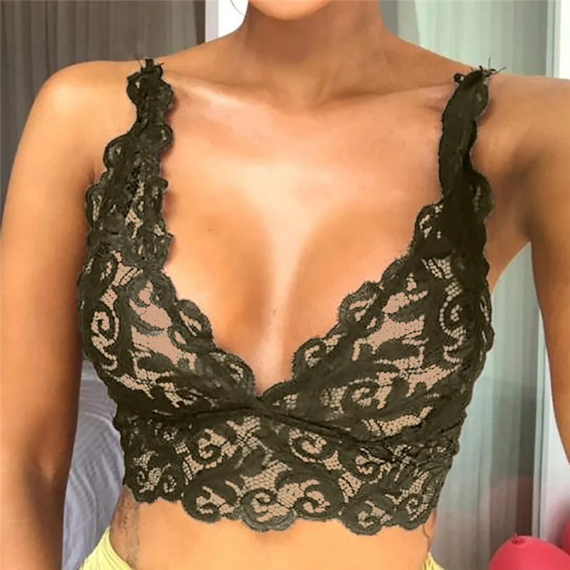 Fashion Women Lingerie Corset Sexy Lace Flowers Breathable Bralette Bralet Bra Mini Tank Cami Crop Underwear #J15 (6)