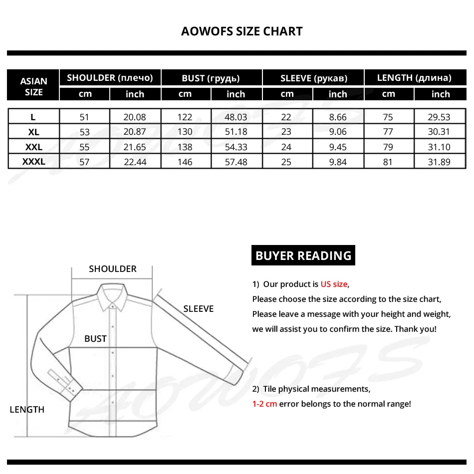 size chart L-XXXL