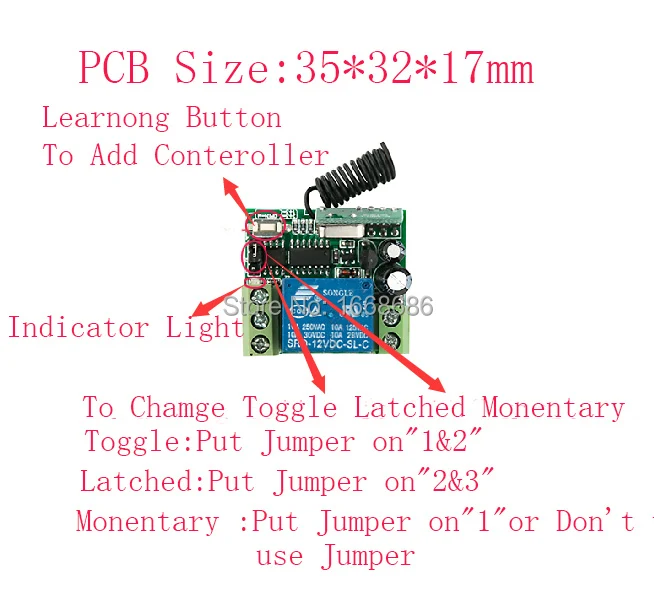 DC12V 24 В 1CH 1 CH мини Беспроводной RF пульт дистанционного управления светильник 10A релейный выход Модуль радиоприемника+ однокнопочный передатчик
