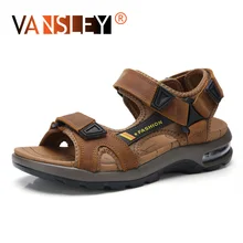 Повседневные новые мужские кожаные сандалии; пляжная уличная прогулочная обувь; Мужская модная пляжная Летняя обувь с песком; Мужская удобная обувь; большие размеры