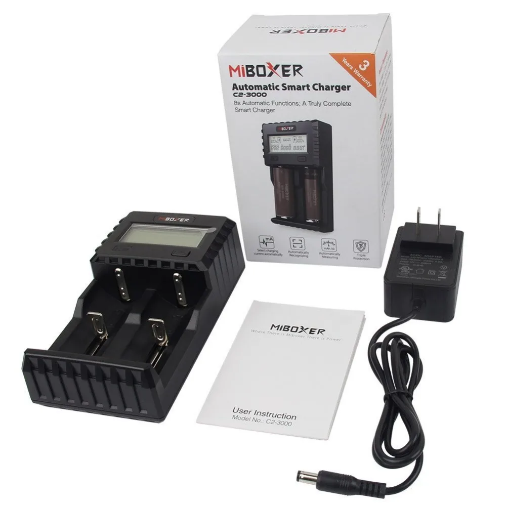 Miboxer C2 3000 зарядное устройство 2 слотный ЖК экран 1.5A/слот с США настенное кабель для