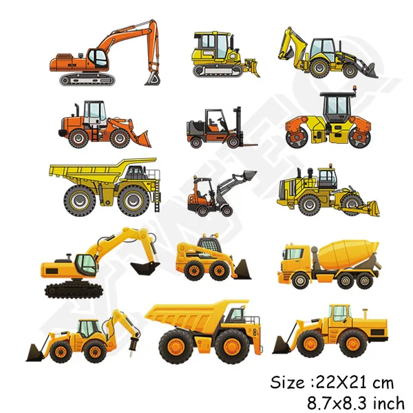 DIY Heat Transer Iron-on Patches For Clothing Cute Cartoon Cars Set Patch Children T-shirt Dresses Accessory Appliques Badges 