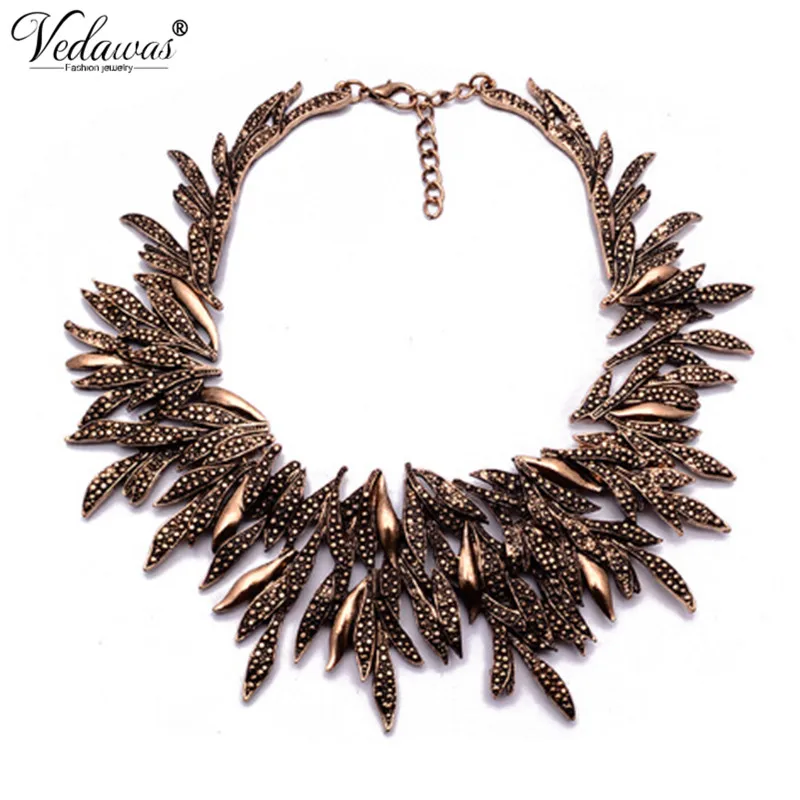 2017 New Design Summer Style Fine Jewelry Vintage Statement Necklace Chunky Leaf Alloy Choker Necklace Collier Femme XG742