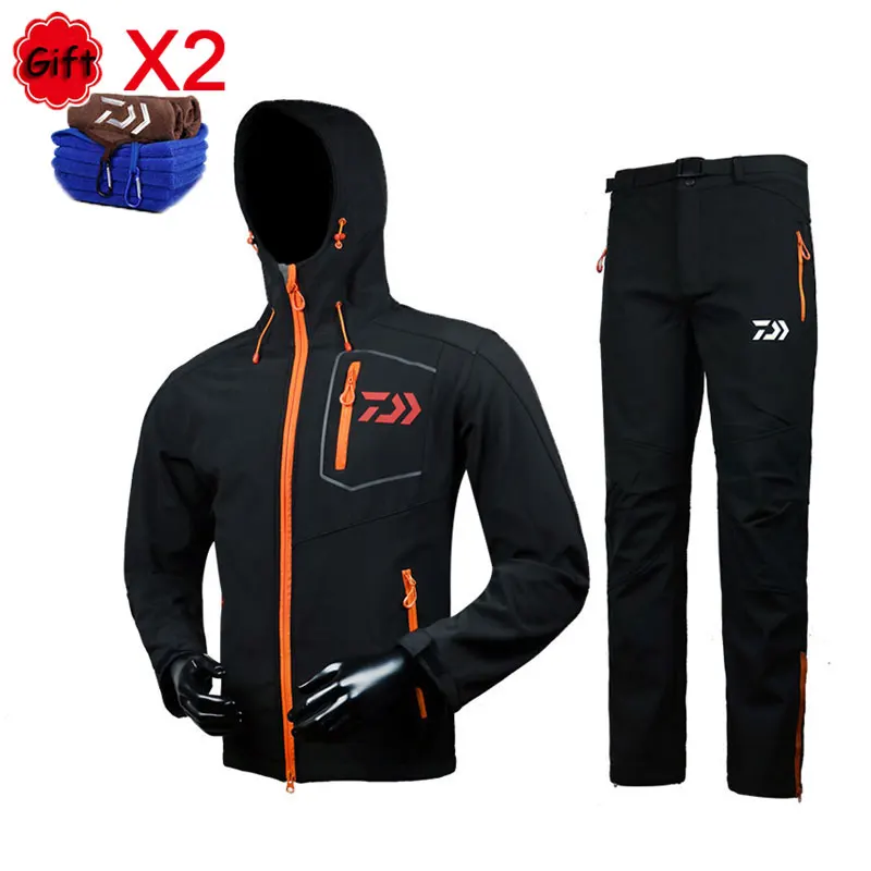 

Men Fishing Clothing Breathable Spring Winter Warm Fleece Sunproof Outdoor Sports Clothes Fishing Coat Pants Free Fishing Towel