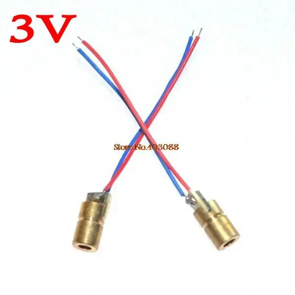 100pcs//lot 650nm 6mm 5V 5mW Laser Dot Diode Module Copper Head Red