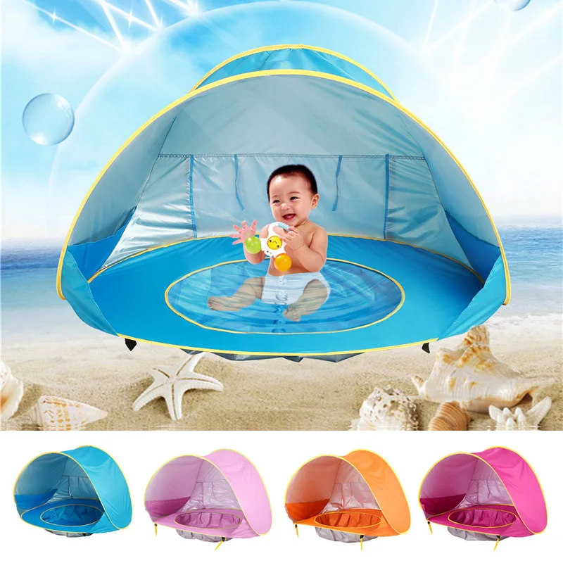

Baby Beach Tent Waterproof Play Tent Pop Up Sun Awning Tent UV Sunshelter with Pool for Children Kid Outdoor Camping Sunshade