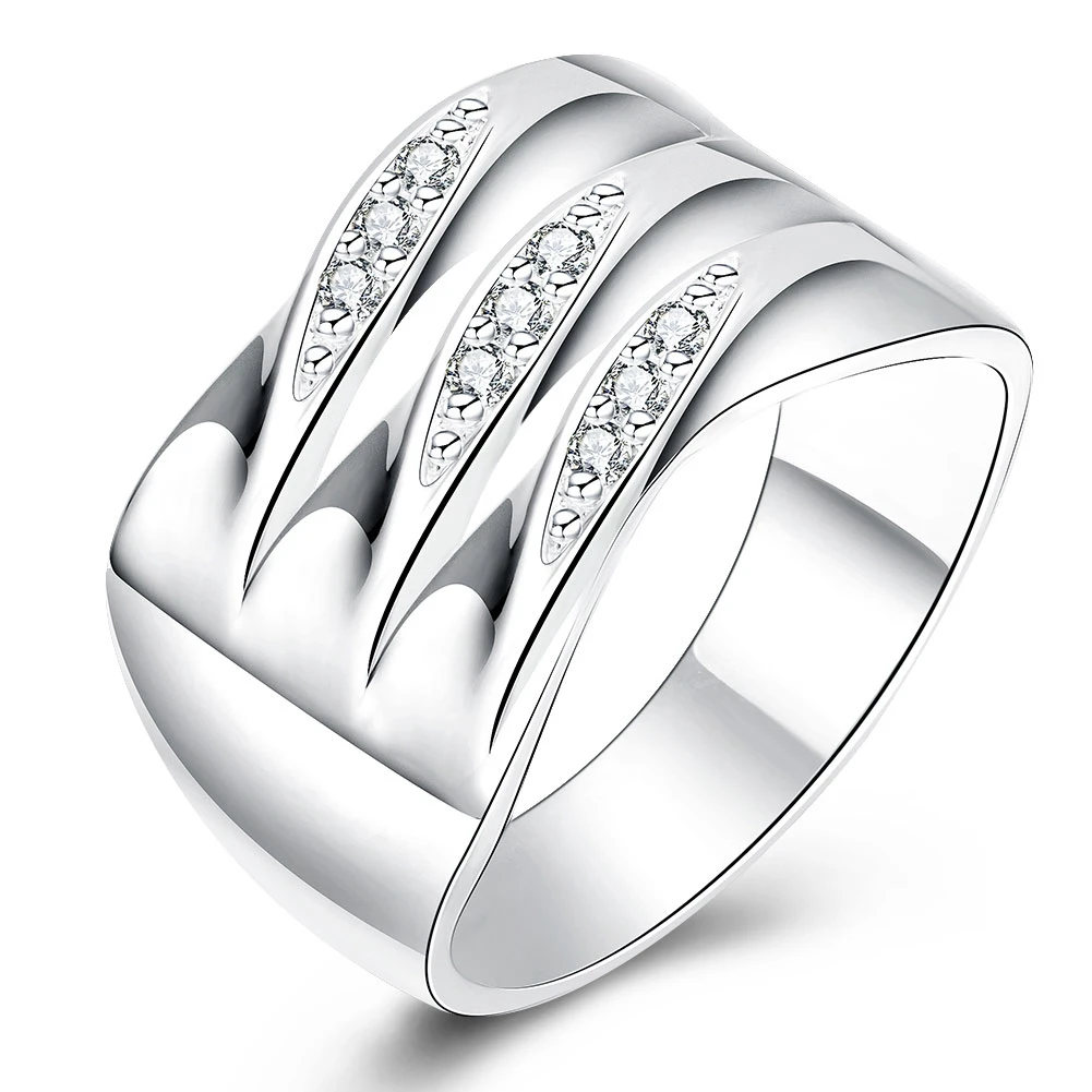 Latest Pure Authentic 925 Silver font b Ring b font with Shiny CZ Cubic Zircon font