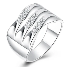 Latest Pure Authentic 925 Silver Ring with Shiny CZ Cubic Zircon Rings For Woman Man Wedding Engagement Fashion Jewelry