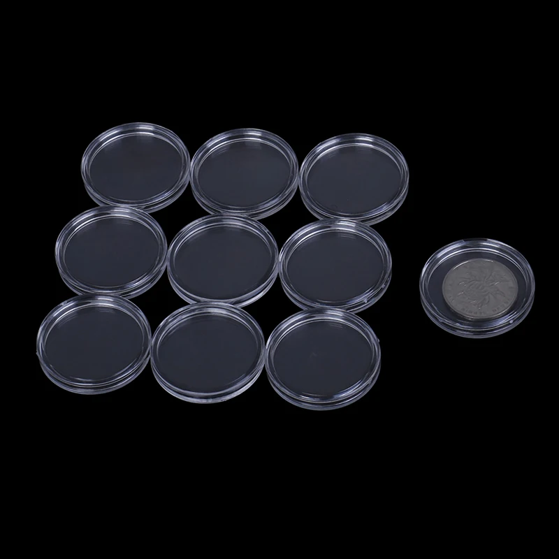 

10pcs Clear 33mm 100% High Quality Small Round Transparent Plastic Coin Capsules Case