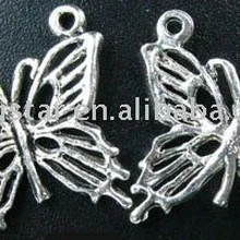 240 шт. тибетское серебро филигрань бабочка Подвески A5114