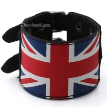Wholesale Mens womens 51MM Adjustable Leather Bracelet Wristband Punk Scottish UK USA Tartan Plaid Studs Buckle
