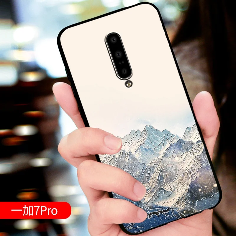 

Embossed vintage East Asian Chinese Japanese style case For Oneplus 7 Pro For oneplus 7 Snow Mountain Decree Crane cover