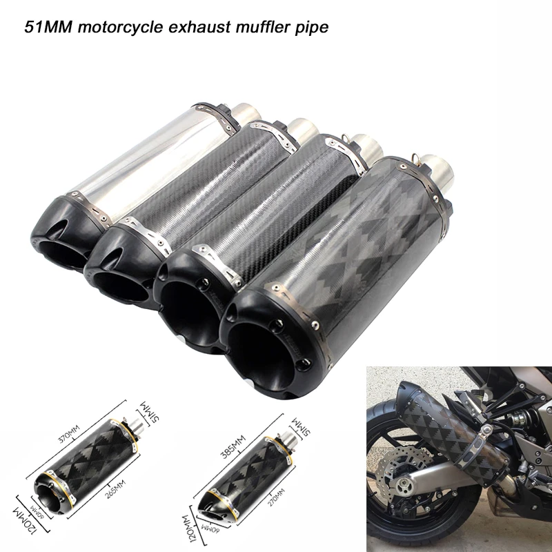 

38-51MM Diameter Motorcycle Exhaust Muffler Pipe With DB Killer for 370mm 385mm Silencer system