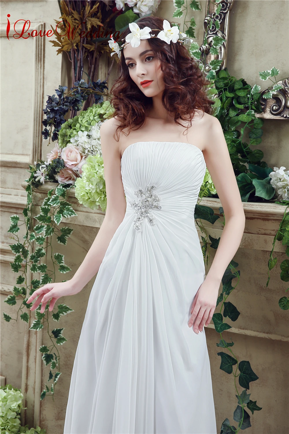 Vintage Cheap Wedding Dress Strapless Chiffon Simple Chiffon Wedding ...
