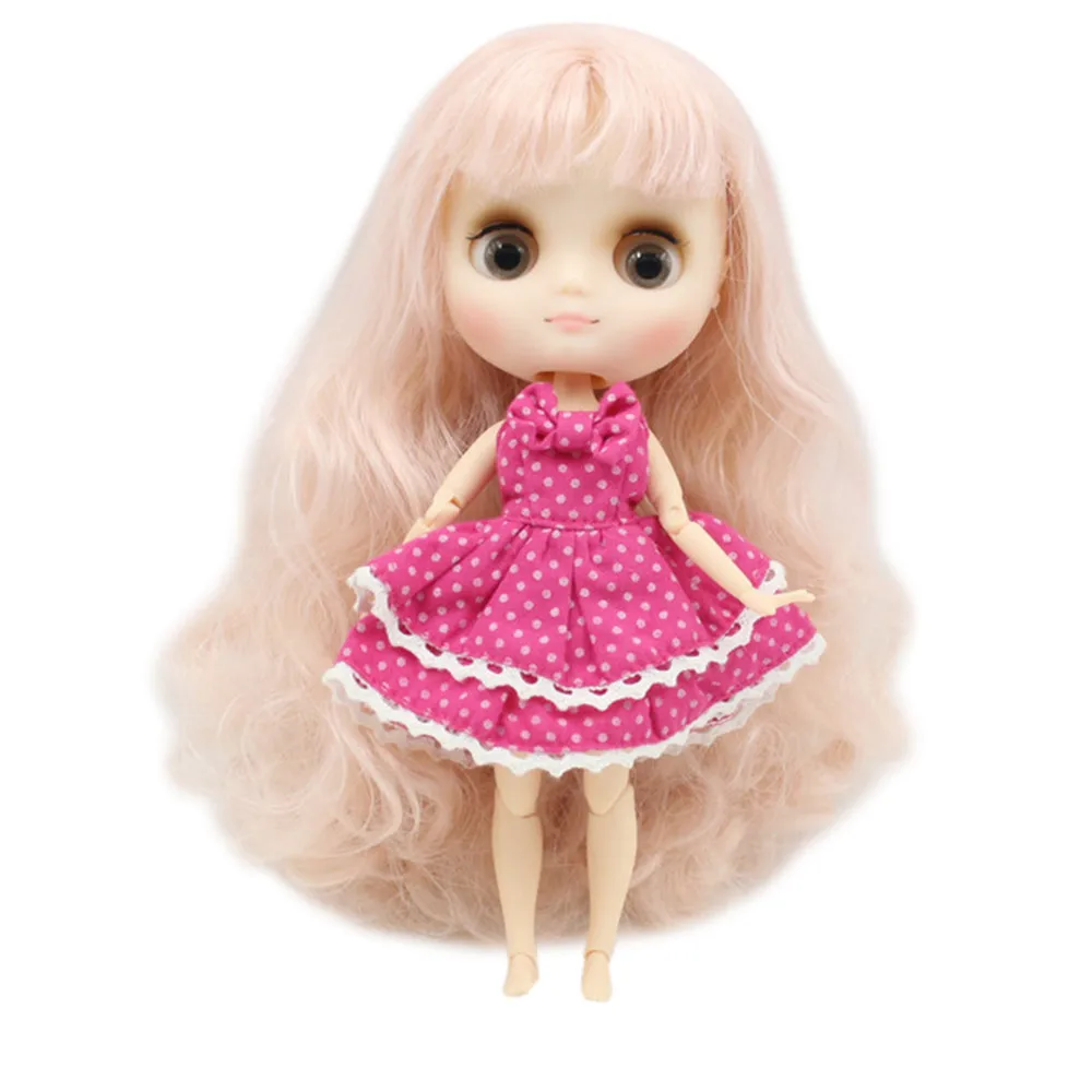 

Free shipping blyth middie doll 1/8 20cm matte frosted face joint body light pink hair with bangs/fringes gift toy BL2352