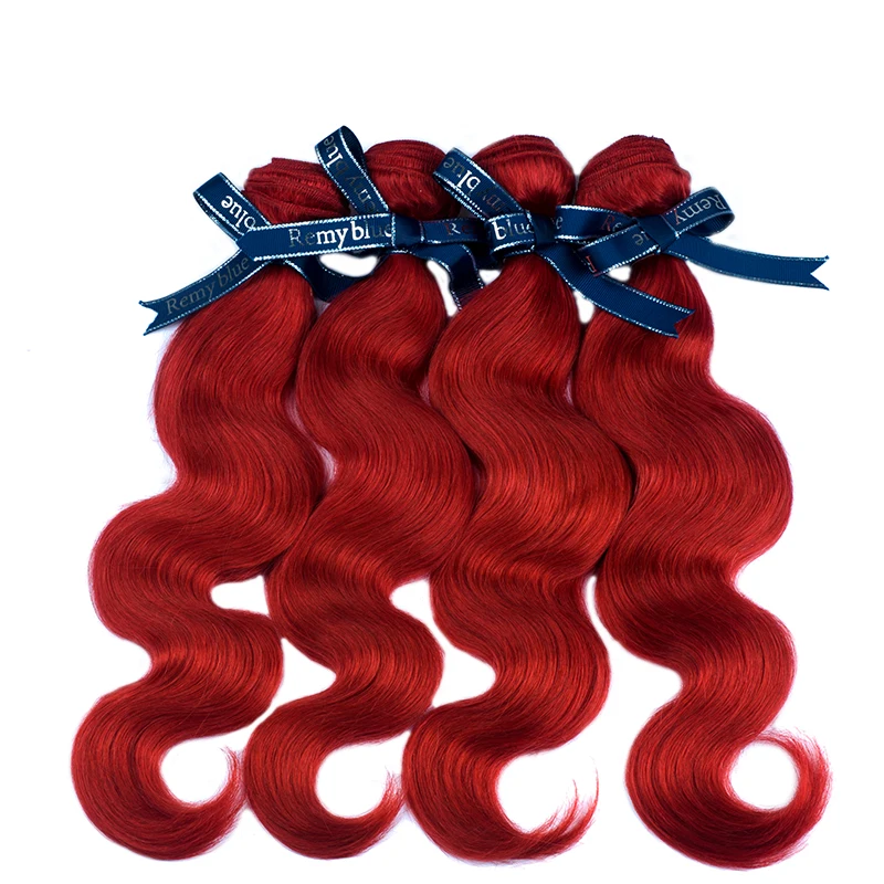 Remy Blue Red Hair Bundles Burgundy Brazilian Body Wave Bundles Deals 10-26 inch Human Hair Weave Extension Remy Hair No Tangle (26)