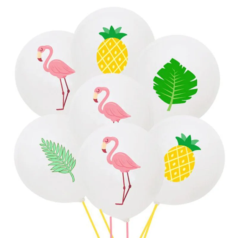 

AVEBIEN 12inch Wedding Party Latex Balloons Flamingo Turtle Back Leaf Color Printing Latex Balloon Birthday Hawaiian Party Decor