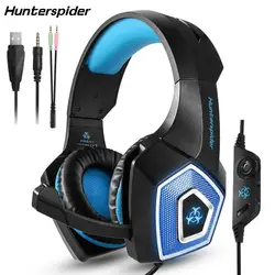 Hunterspider V1 PS4 гарнитура PC Gamer игровой басовые наушники шлем для новых Xbox one Тетрадь Mac телефона с микрофоном светодиодный свет
