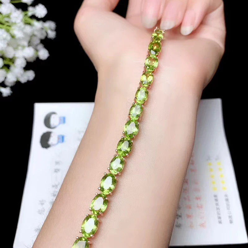 CoLife Jewelry 925 Silver Peridot Bracelet for Wedding 20pcs Natural Peridot Silver Peridot Sterling Silver Peridot Jewelry