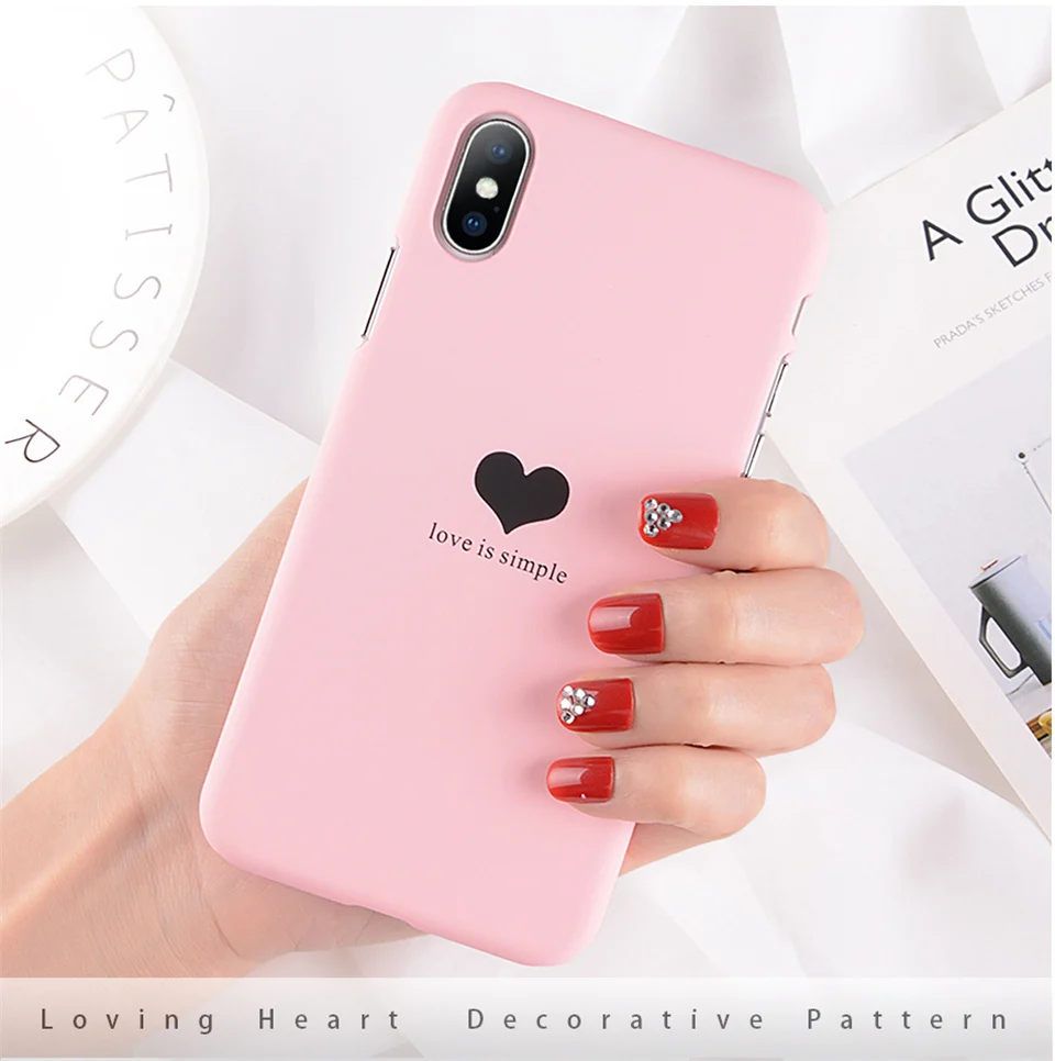 Lovebay чехол для телефона для iPhone 6, 6s, 7, 8 Plus, X, XR, XS Max, модный жесткий чехол из поликарбоната с мультипликационным принтом Love Heart love is simple для iPhone 8, чехол Capa