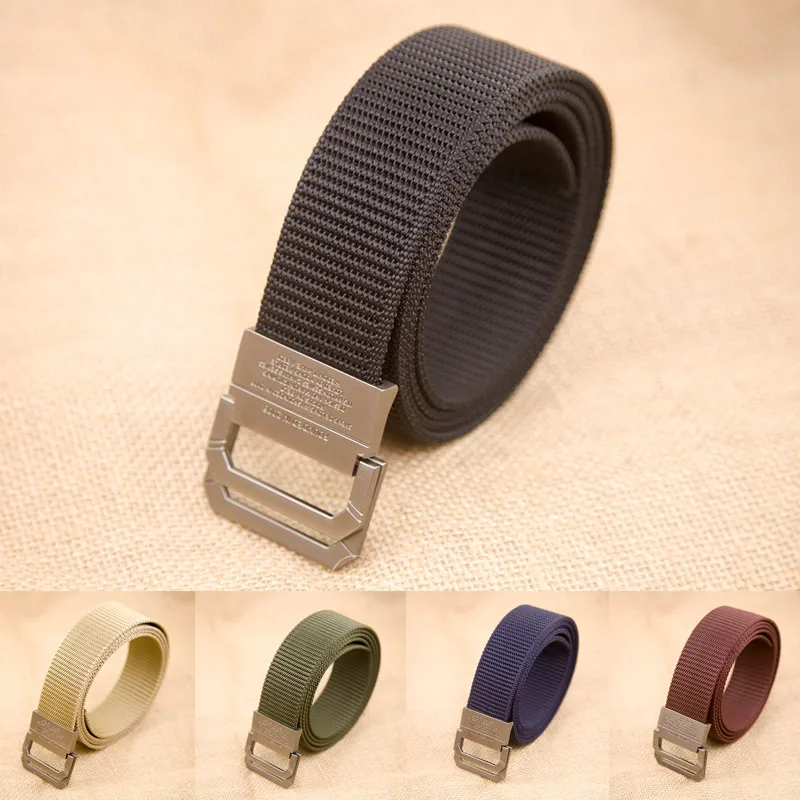 snap belt 2019 Nylon Belt Men Army Belt Tactical Waist Belts Travel ladies Double Ring Metal Buckle Hengreda for Cowboy Jeans Pants crocodile skin belt