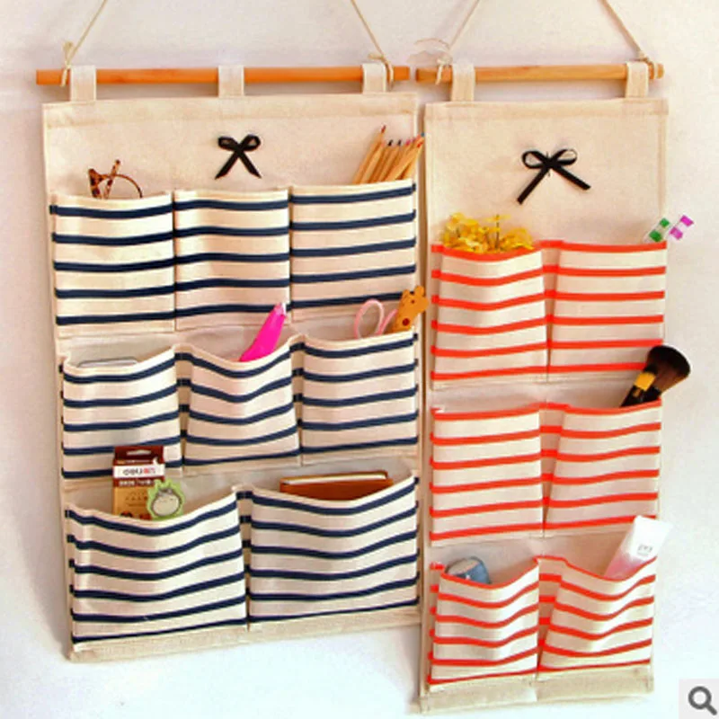 

Sundry Cotton Wall Hanging Organizer Bag Multi-layer Holder Storage Bag Home Decoration Makeup Rack Linen Jewelry EJ897071