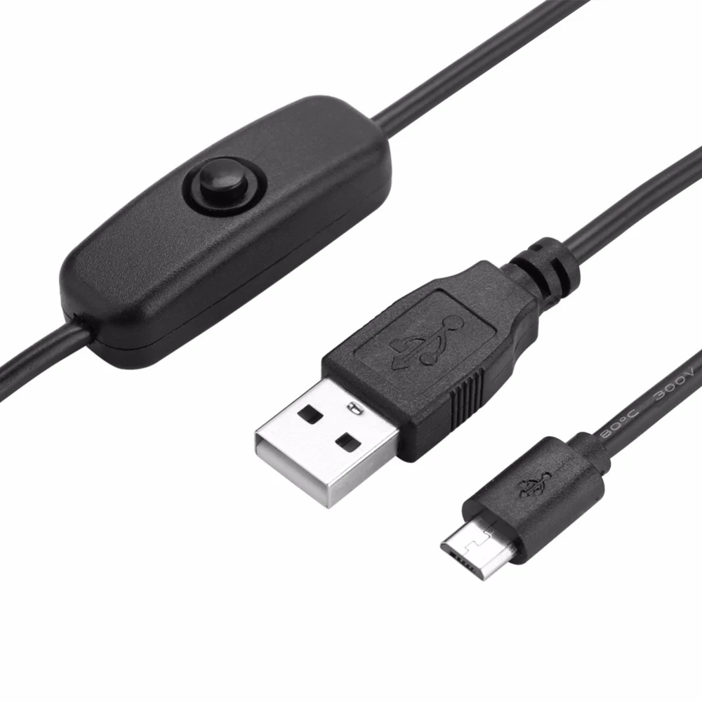ل التوت بي الطاقة كابل مع التبديل على/قبالة زر المصغّر usb كابل شحن ل التوت بي 3/2/ B الطاقة كابل مع التبديل