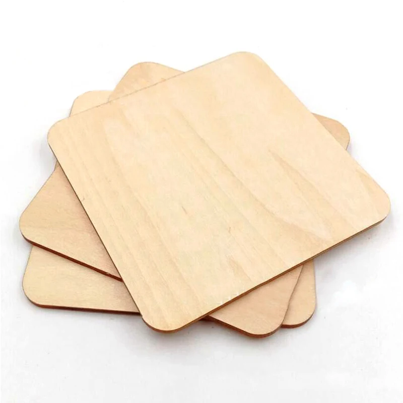 

5 Sizes Blank Plaque Building Model Square DIY Craft Pyrography Projects Games Scrapbooking Unfinished Wood Pieces Basswood