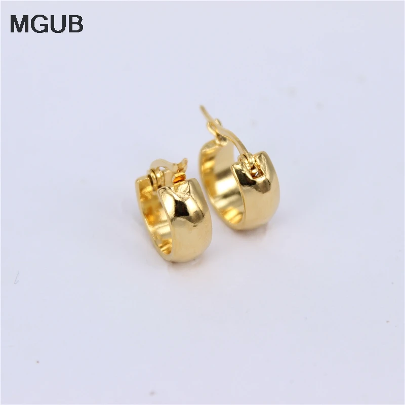 MGUB Small 15mm glossy earrings stainless steel gold color popular cute men and font b women