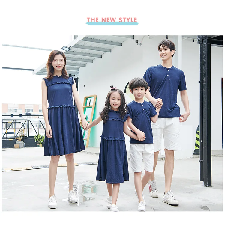 Family Look Clothing Cotton Mother Daughter Dresses Sleeveless Mommy and Me Clothes Tassel Daddy and Liitle Girls Son Outfits