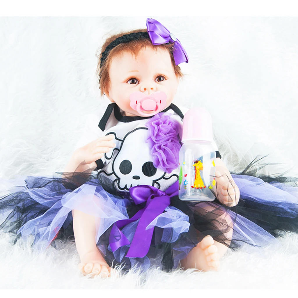 Real Life 22inch Reborn Baby Toddler Doll Newborn Size Fake Toddler Doll - Pure Mohair Hair and Hand-drawn Nails