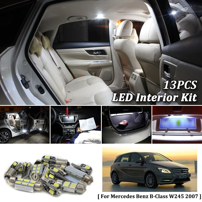 13x White Canbus Led Car Interior Lights Package Kit For