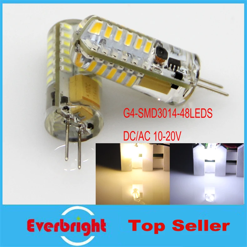 10 pcs/lot G4 LED 3014 SMD 48 Leds 6W Led Bulb Light Crystal Lamp 360 Angle Corn Lights AC/DC 10V-20V Cool White/Warm White
