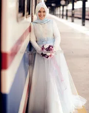vintage 2016 full long sleeve high neck with hijab heavy beaded custom made vestidos de novia long sleeve muslim wedding dress